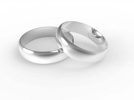 Silver wedding rings isolated on white background