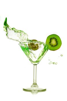 kiwi and drink on a white background    