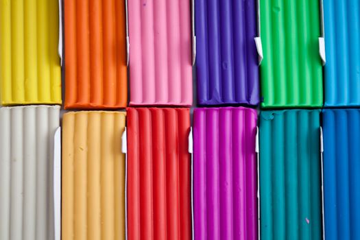 Clay for sculpting different colors, close-up