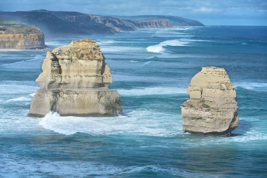 Twelve apostles scenic view along the Great Ocean road in Melbourne