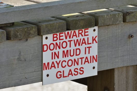 Warning sign for glass