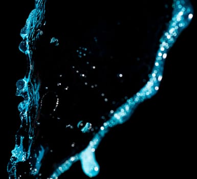 Water splash style on black background isolate