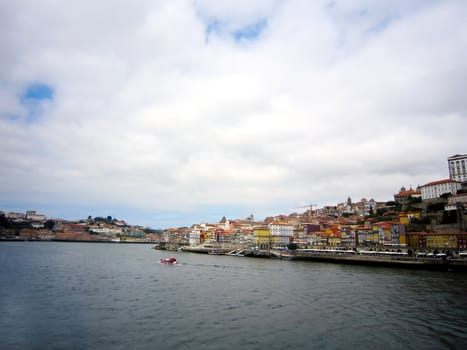 View of Porto city at the riverbank (Ribeira quarter)