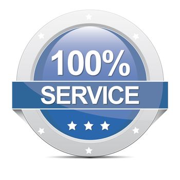 blue big round 100% Service Banner botton