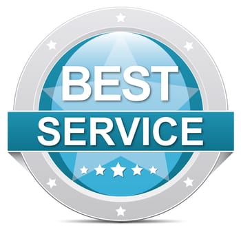 blue best service button banner on white