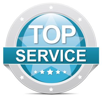 blue top service banner button on white