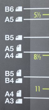 Paper size A3, A4, A5, B4, B5, B6 on laser copier