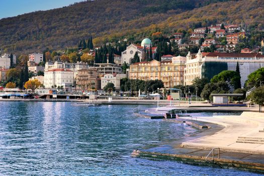 Panoramic view of Mediterranean town, Opatija, Croatia 