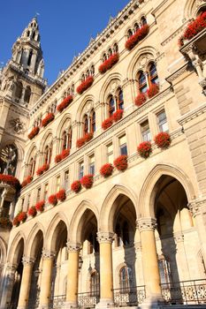 famous City Hall building, Rathaus in Vienna, Austria