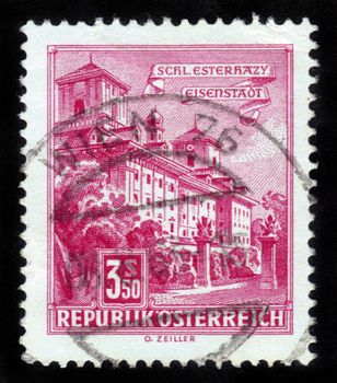 AUSTRIA - CIRCA 1962: A stamp printed in Austria, shows the Esterhazy Palace, Eisenstadt, circa 1962