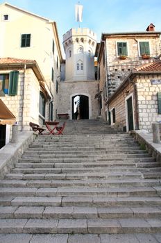 the old city street in Herceg Novi, Montenegro