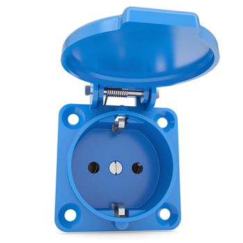 Blue industrial socket. Isolated render on a white background