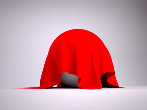 Ball covered with red cloth. render studio