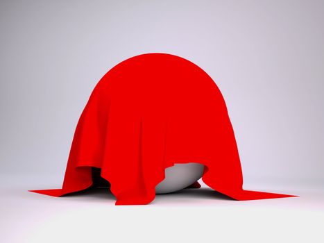 Ball covered with red cloth. render studio