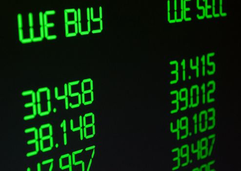 Foreign Currency Exchange Rate on Display