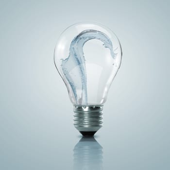 Electric light bulb with clean water inside it