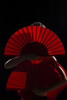 Female flamenco performer in a mysterious attitude