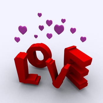 3D illustration of letters Love