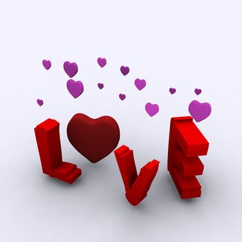 3D illustration of letters Love