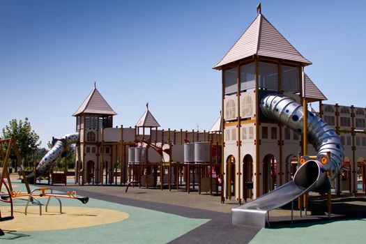 Playground play area outside with blue sky