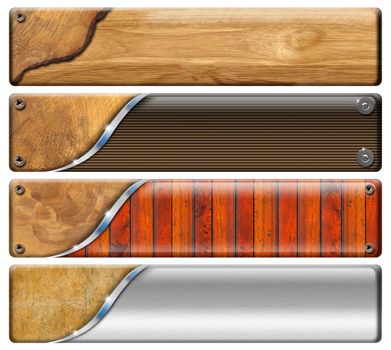 Set of banners modern and vintage with metal screws
