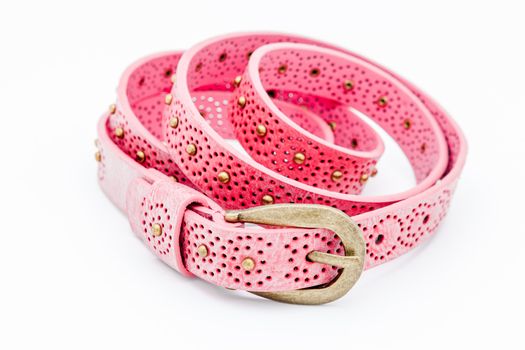 A pink women belts on a white background