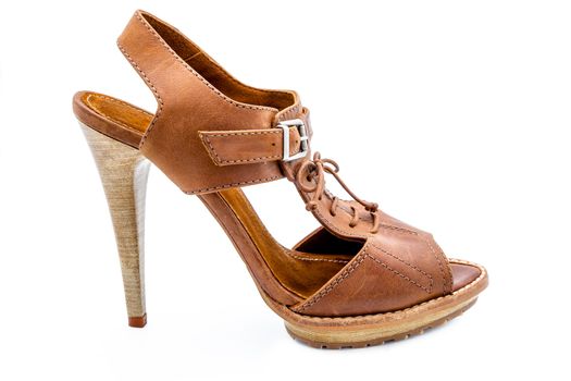Leather dress women shoes isolated over white