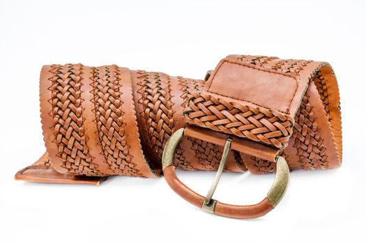 A leather women belts on a white background