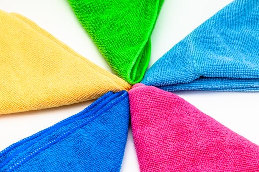 Colorful towels on a white background