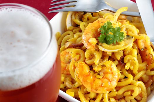 noodles with seafood dish of the traditional Mediterranean cuisine and Valencia