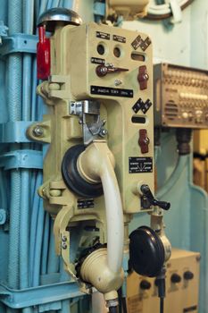 Military phone - vessel telephone on Russian diesel submarine built in 1961 B440. The submarine was in service until 1996