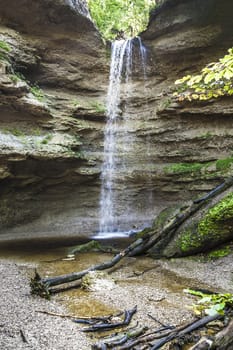 An image of the nice waterfall at the Pähler Schlucht in Bavaria Germany