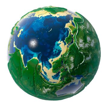 Fantastic suggestion - it would be if the Earth's continents and oceans would have changed places. For example, where the mountains were now underwater depressions. New Globe of the Earth, isolated on white background