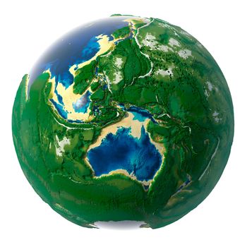 Fantastic suggestion - it would be if the Earth's continents and oceans would have changed places. For example, where the mountains were now underwater depressions. New Globe of the Earth, isolated on white background