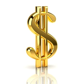 The dollar sign, symbolizing the financial activities, isolated on a white background