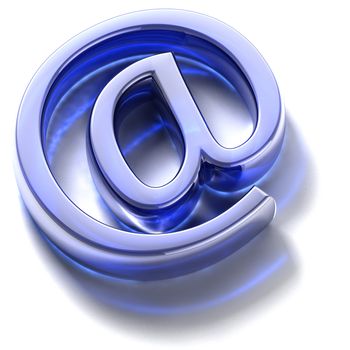 Symbol e-mail, built in three-dimensional program and lying on a white background