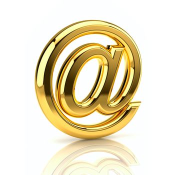 Golden email sign. Isolated on white