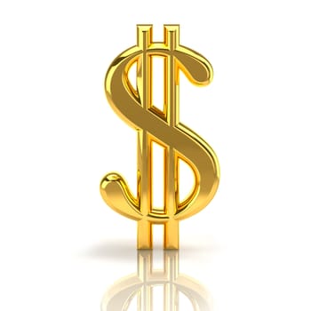 The dollar sign, symbolizing the financial activities, isolated on a white background