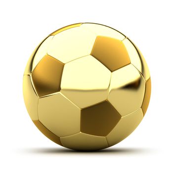 Soccer ball made of different pieces of gold and symbolizes the victory in the game