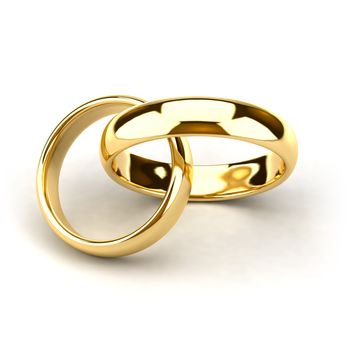 Two wedding rings, like links in the chain are interconnected