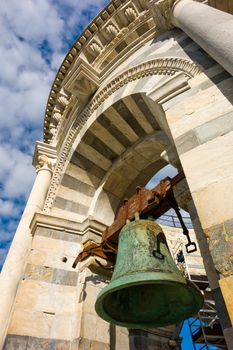 Bell on the top of the leaning tower of Pisa