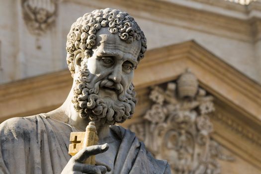 Statue of Saint Peter in front of his basilica