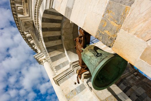Bell on the top of the leaning tower of Pisa