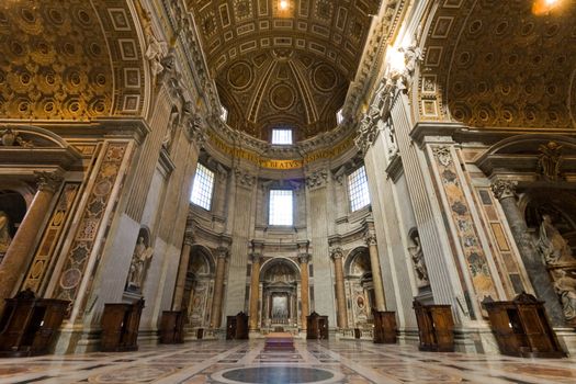 Saint Peter's basilica interior in Vatican, Rome, Italy