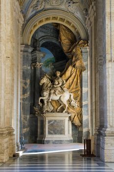 Sculpture rider in the gallery of St. Peter's in Rome, Italy