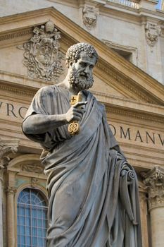 Sacred Peter's statue in Vatican.Rome, Italy. Detail