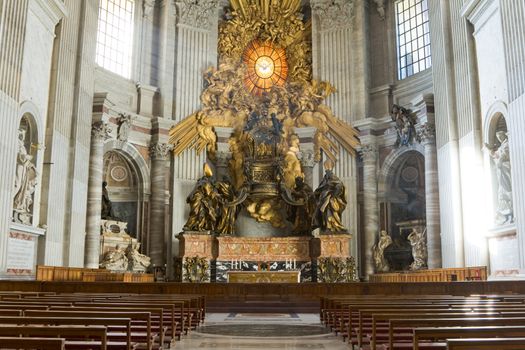 Saint Peter's basilica interior in Vatican. Rome, Italy