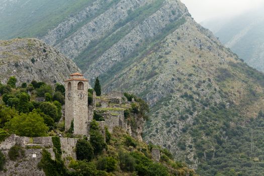 Old fortress town in the mountains. Stari Bar. Montenegro 