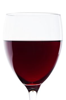 Macro shooting with a glass of red wine on a white background