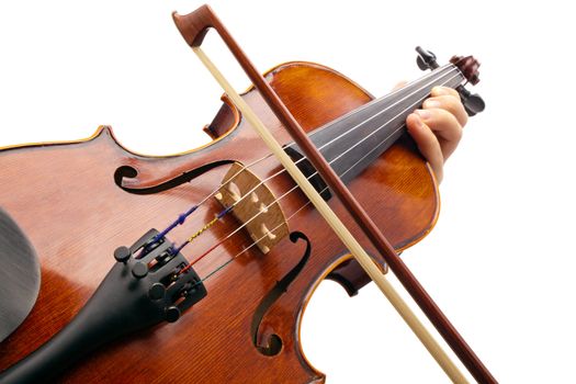 Photo violin made with the camera angle view violinist